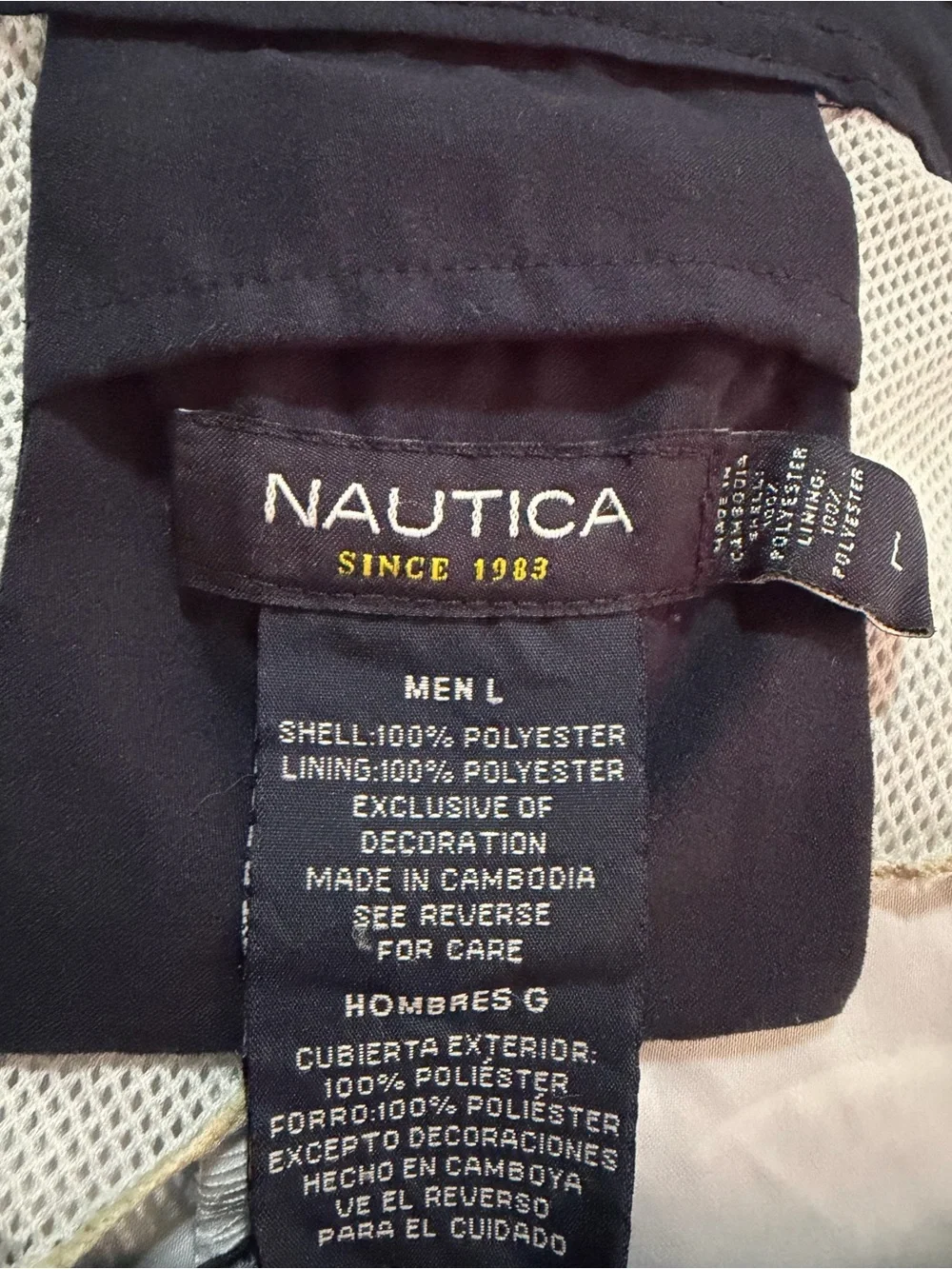 Nautica Navy Blue Fish Pattern Swim Trunks